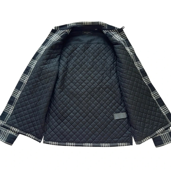 ALL SAINTS Fayette Plaid Slim Fit Puffer Shirt Jacket 100% Cotton shacket S - Picture 7 of 11